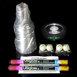 NEW GLOWPONG Glowing Game Set  Competition Green vs Ice Blue FREE SHIPPING