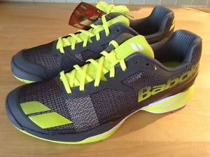 New BABOLAT Men`s Jet All Court Tennis Shoes Gray/ Yellow Size 10.5