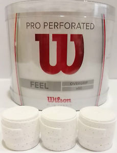 Tambor 60 unidades Overgrips Wilson pro perforados blancos.