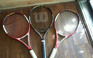 2 WILSON nCODE SIX-ONE 95 18 x 20 / 4 3/8 L3 Tennis Racquet & 1federer 25 3 7/8