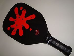 SUPER NEW  AERO-DYNAMIC PICKLEBALL PADDLE RED SPLAT ON BLACK  T200 Light Strong
