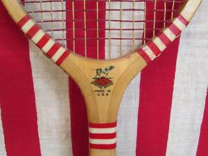Vintage Draper Maynard early Wood Premier Tennis Racquet D&M Lucky Dog Antique