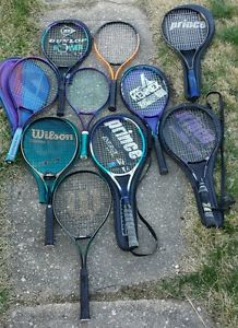 LOT OF 10 WILSON/PRINCE  RACKETS XL/OVERSIZE USED