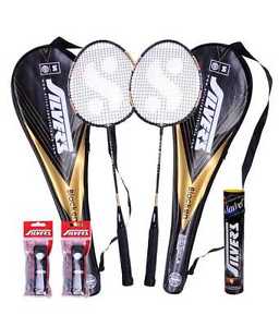 Silver Badminton Racket Blacken 2 Racket With Full Cover + 1 Marvel Shuttlecock