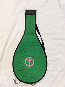 Holloway Henry Brown Green Tennis Racquet Cover W/pink Peace Sign EUC