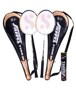 Silver Fire Badminton Racket ( 2 Racket ) With Full Cover ,1 Marvel Shuttlecock