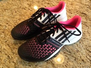 Adidas Men's CC Adizero Feather III Tennis Shoes White & Solar Pink Men SZ 8