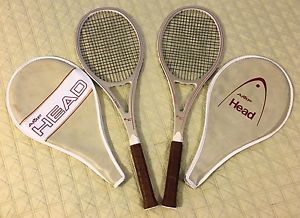 PAIR OF VINTAGE HEAD LC COMPOSITE TENNIS RACKETS W/COVERS NEAR MINT 4 1/8 4 3/8