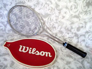 Vtg WILSON Match Point Aluminum Tennis Racket w Cover