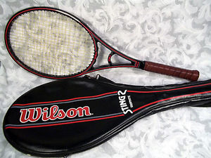 Vintage WILSON STING 2 MIDSIZE GRAPHITE Tennis Racket with Cover 4 1/4