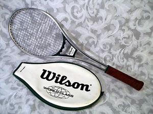 Vintage WILSON WORLD CLASS Metal Tennis Racket In Green Color w/ Original Cover