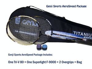 Genji Sports Aero Speed Badminton Package, Right, Small/Long, Black/White