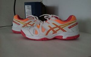 ASICS Juniors` Men's Gel-Game 5 Tennis Shoes White and Hot Coral US 6 M / EUR 38