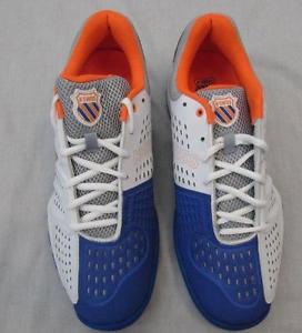 K SWISS Bigshot light mens sz 12 white electric blue safety orange tennis shoes