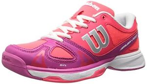 Wilson Rush Pro JR Tennis Shoe Little Kid/Big Kid, Neon Red/Fiesta Pink/White, 5