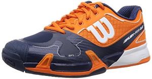 Wilson Men`s Rush Pro 2.0 Tennis Shoes, Clementine and Navy 7.5