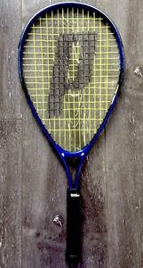 Prince Tennis Ball Racquet Blue Black Extender Rad 8 Hit For The Lines EUC