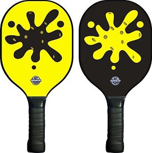 2 (TWO) R1  Picklepaddles  Black with Yellow SPLAT  Pickleball  USAPA Approved