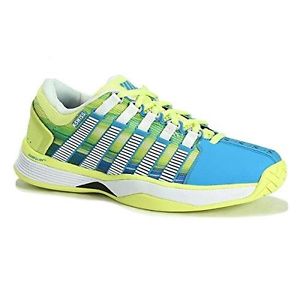 K-Swiss Womens Hypercourt Vivid Blue/Sunny Lime/Graphic Print Synthetic Leather