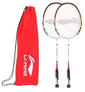 Li-Ning Basic Q series Badminton Racquet with Grip Pack of 2 Q8 White/Yellow