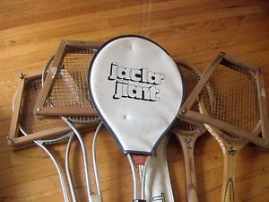 Lot Of 6 Vintage Wilson/Slazenger Wooden/Metal Tennis Racquets with wood covers