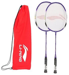 Li-Ning Basic Q series Badminton Racquet with Grip Pack of 2 Q20 Purple/White