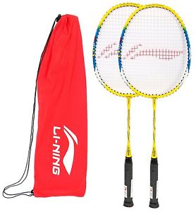 Li-Ning Q10 JR Basic Q series Badminton Racquet White/Blue with Grip Pack of 2