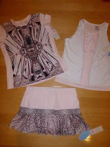 Lucky in Love Women's Tennis 2 Tops and Skort Set Size L