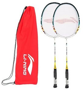 Li-Ning Basic Q series Badminton Racquet with Grip Pack of 2 Q6 White/Green