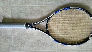 BABOLAT PURE DRIVE 107 CORTEX TENNIS RACQUET 4 1/8  ( luxilon 4G STRINGS).