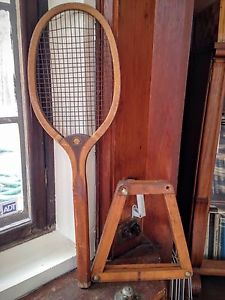 Vintage Tennis AG Spalding Wood Racquet w/Baseball Logo