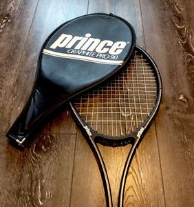 Prince Graphite Pro 90 Racquet With Cover EUC Black Tan Handle