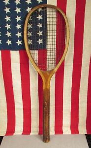 Vintage Antique Wood Tennis Racquet early 1900s Original Stringing Great Display