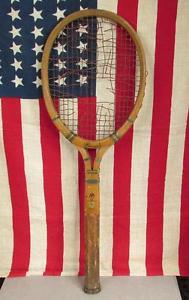 Vintage 1920s Wright & Ditson Antique Wood Tennis Racquet Bauer's Great Display!