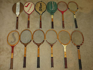Lot 12 Vintage Wood Tennis Racket EVERT GONZALEZ DAVIS IMPERIAL SPALDING WILSON