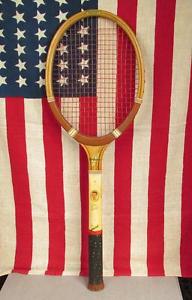 Vintage Wilson Wood Tennis Racquet Don Budge Picture Model Unique Racquet Cover