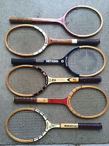 vintage lot 6 wooden tennis racquets Spalding Reindeer wood Rawlings club racket