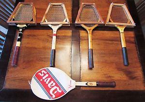 Lot of (5) 1960's Wooden Tennis Racquets Wilson A.G. Spalding & Bros. Immaculate