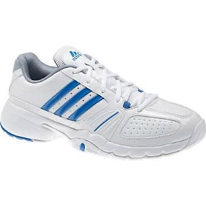 Adidas Womens Barricade Team 2 Tennis Shoes in White/FreshBlue/Silver 9.5 B M US