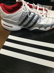 Adidas Barricade Classic, Tennis Court Shoes, White Grey And Red, 12.5 Last Pair