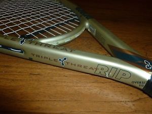 Prince Triple Threat Rip Tennis Racket/Racquet - 4 5/8  TIGHT STRINGS + NEW WRAP