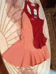 New $120 ADIDAS TENNIS DRESS Medium M Barricade Red Pink skirt STELLA McCARTNEY