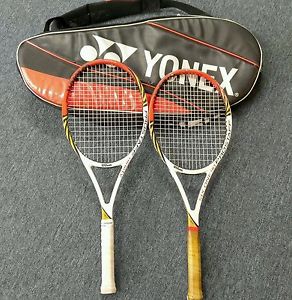 Used 2x Wilson Prostaff Ninety Tennis Racquet and Yonex Tour Bag Bundle
