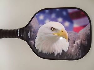 QUICK AT NET PICKLEBALL PADDLE WIDEBODY BALD EAGLE USA FLAG FIRE W400