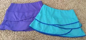 Lucky In Love Tennis Skirt with Shorts SKORT -- LOT OF 2 -- Purple* & Teal EUC