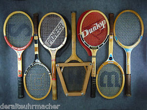 7 vintage wooden tennis rackets * WILSON DUNLOP SNAUWAERT.. * LOT, changeable