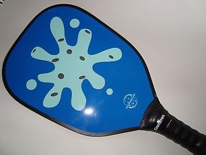 SUPER NEW~ QUICK-AT-THE-NET PICKLEBALL PADDLE AQUA ON BLUE SPLAT  T200