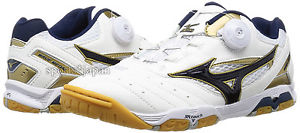 Mizuno Japan WAVE MEDAL SP3 Table Tennis Shoes 81GA1512 Ping Pong White Navy
