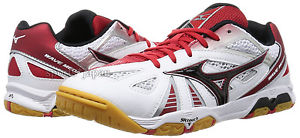 Mizuno Japan WAVE MEDAL 5 Table Tennis Shoes 81GA1515 Ping Pong White Red