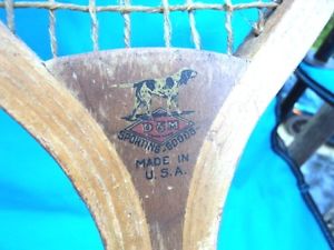 Vintage Early 1900s Draper & Maynard Paugus Lucky Dog Wood Tennis Racket Racquet